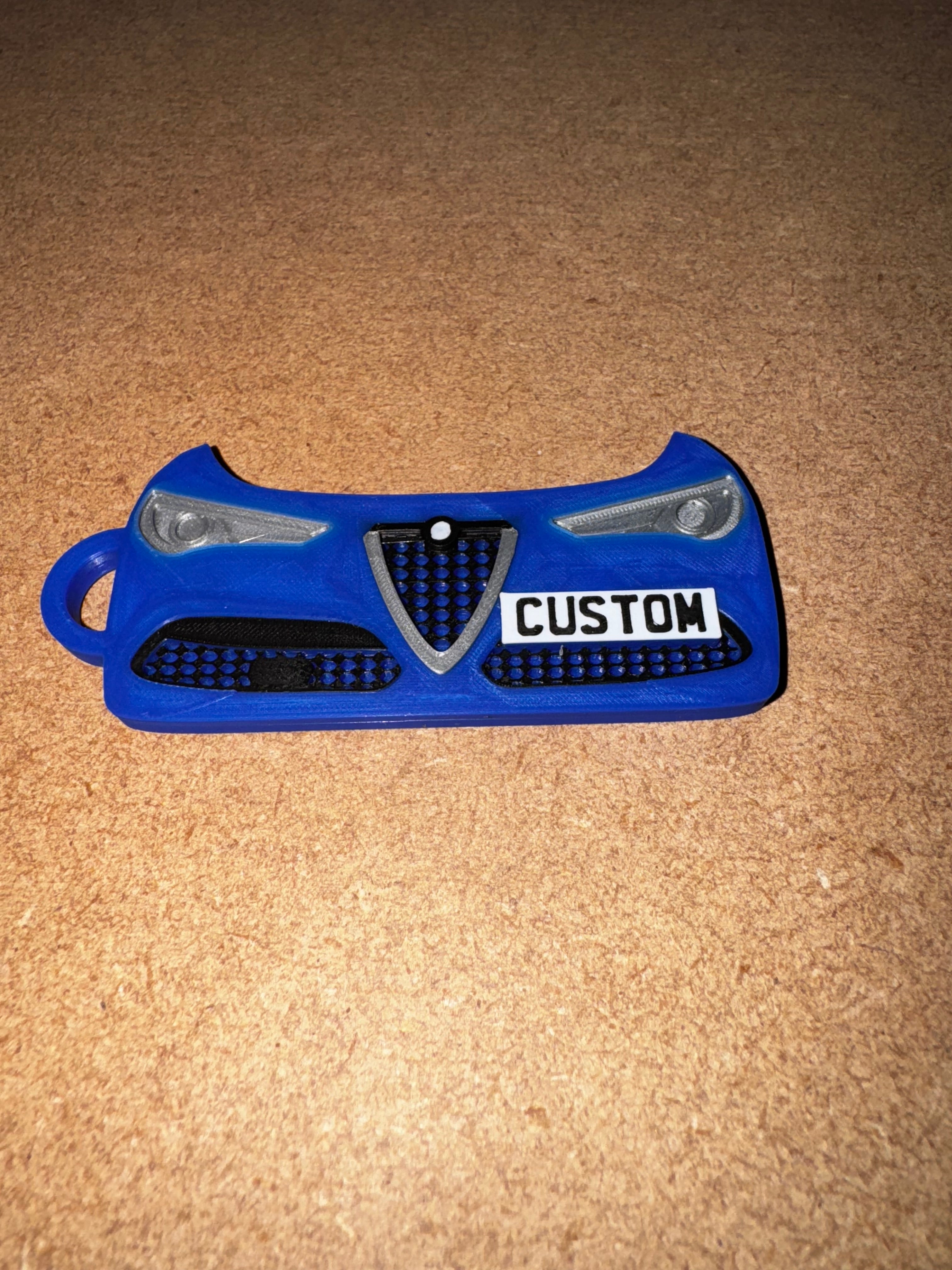 Custom 3D Printed Alfa Romeo Stelvio Keyring – Personalised Number Plate Car Keychain Gift