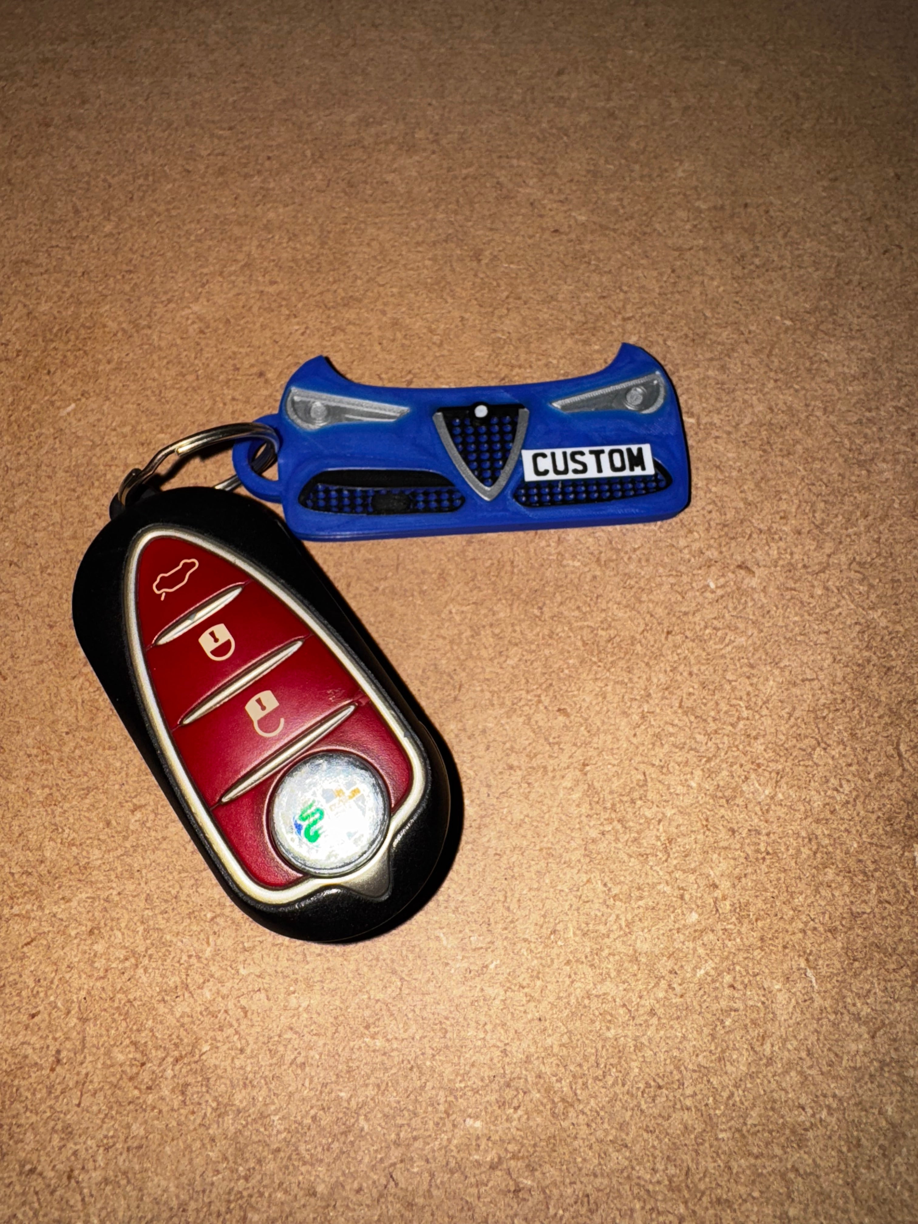 Custom 3D Printed Alfa Romeo Stelvio Keyring – Personalised Number Plate Car Keychain Gift