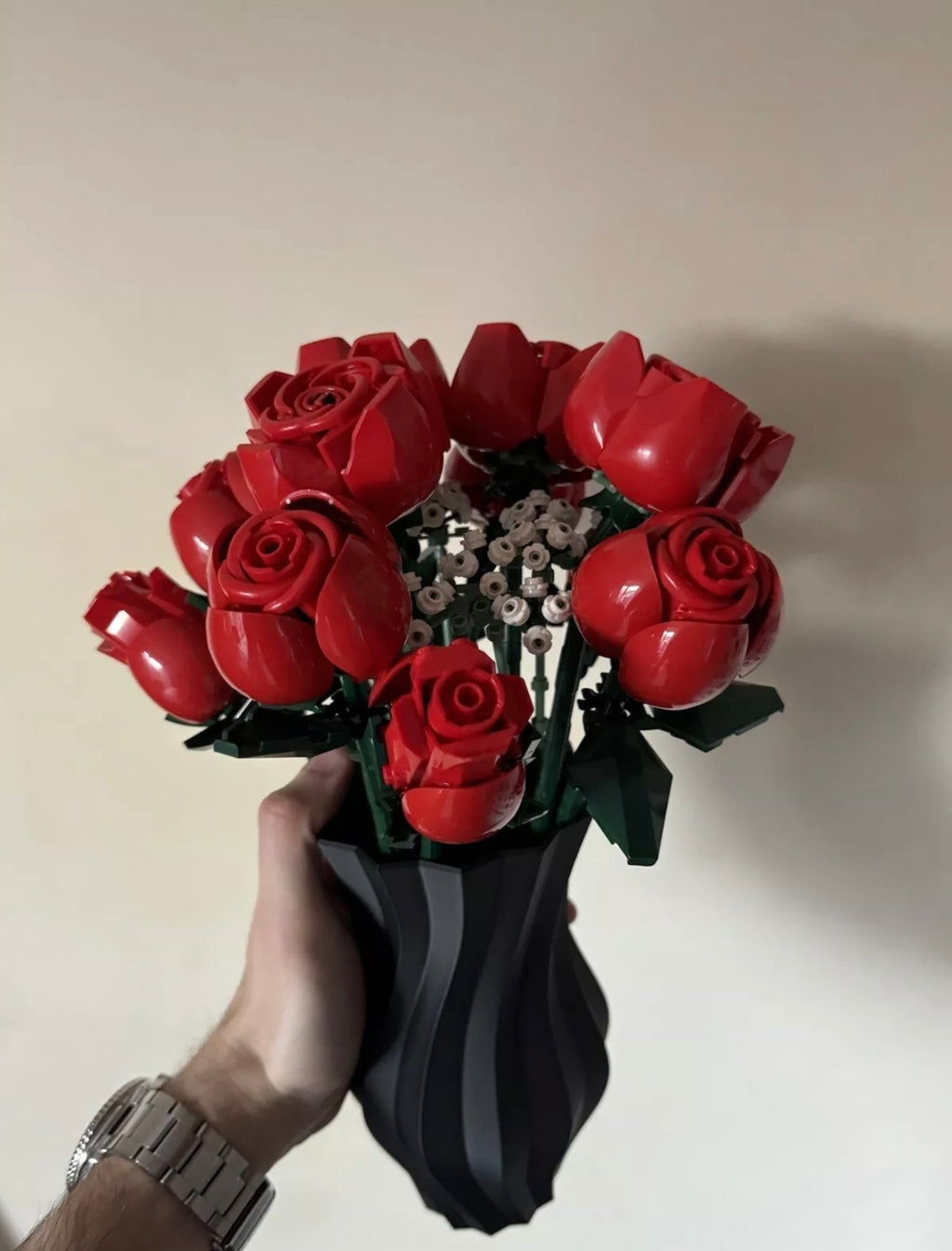 Spiral 3D Printed Vase Compatible with LEGO® Rose Bouquet (Set 10328)