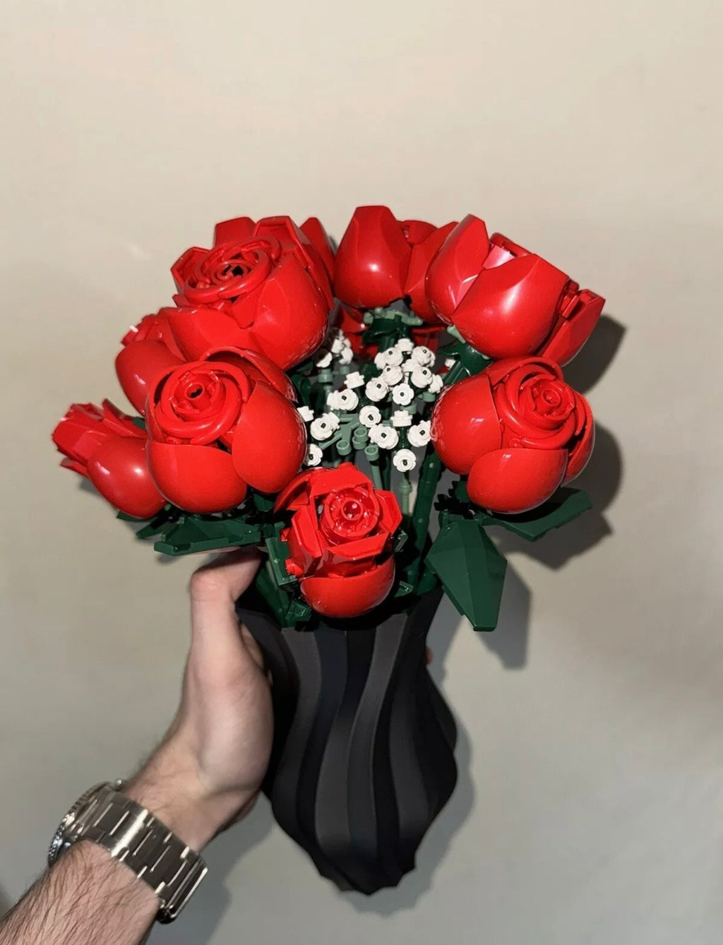 Spiral 3D Printed Vase Compatible with LEGO® Rose Bouquet (Set 10328)