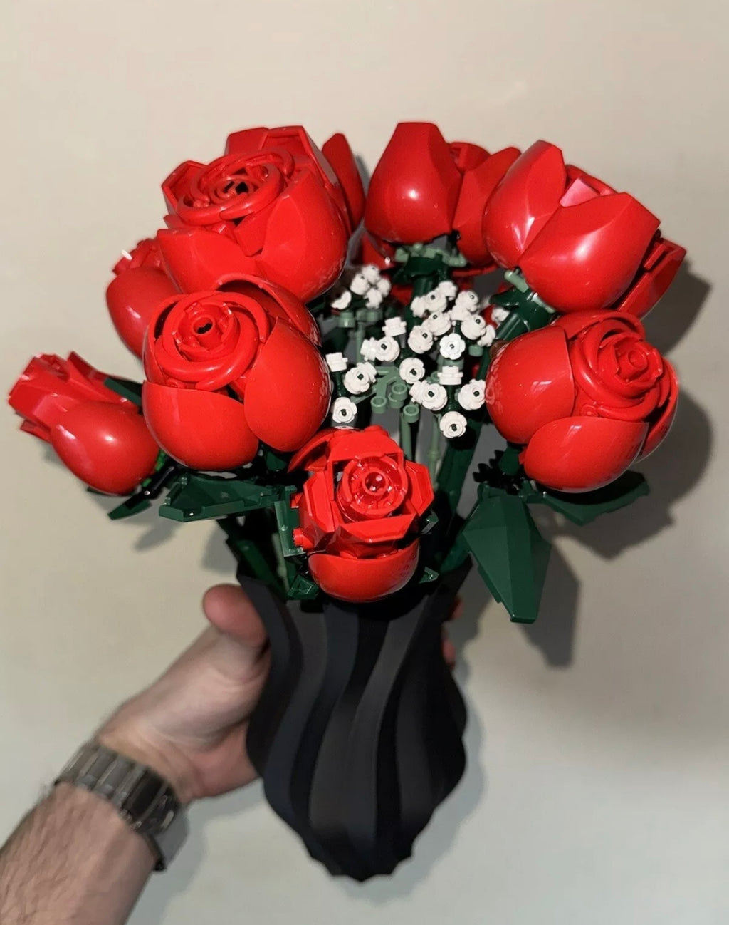 Spiral 3D Printed Vase Compatible with LEGO® Rose Bouquet (Set 10328)