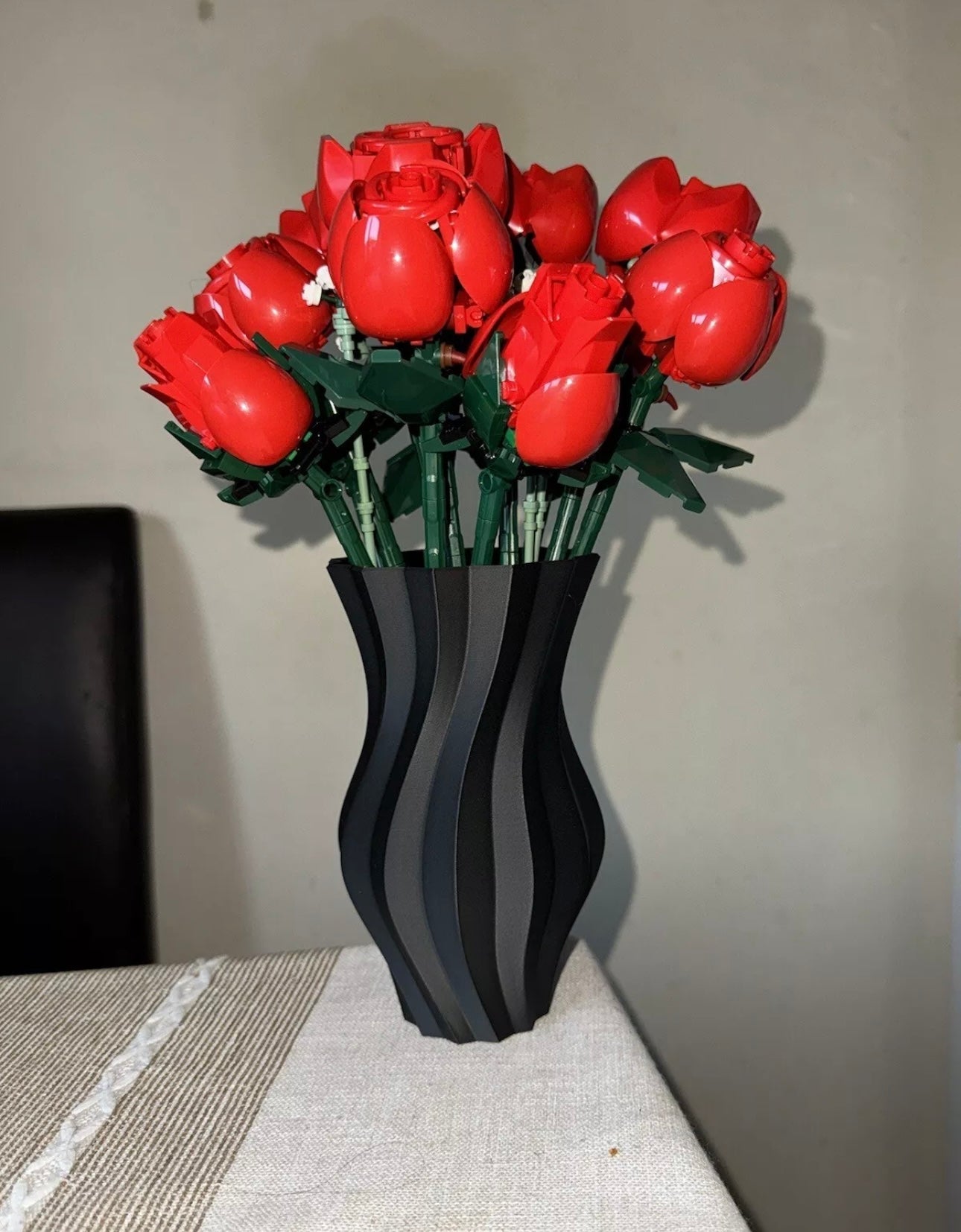 Spiral 3D Printed Vase Compatible with LEGO® Rose Bouquet (Set 10328)